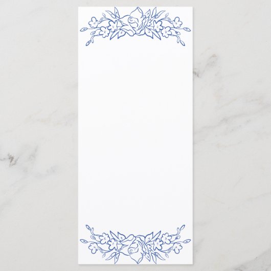 Blauw Bloemen Lijst Elegant Bruiloft Menu (Achterkant)