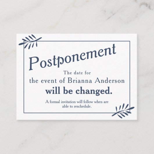  Blauw Bloemen Lijst Informatie Kaart (Voorkant)