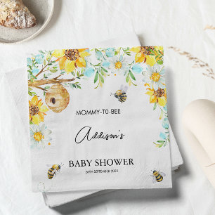 Blauw Bloemen Mama To Bee Baby shower Papier Serve Servet