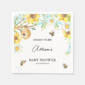 Blauw Bloemen Mama To Bee Baby shower Papier Serve Servet (Voorkant)