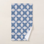 Blauw Bloemen Marokkaanse Tegel Patroon Bad Handdoek (Handdoek)
