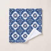 Blauw Bloemen Marokkaanse Tegel Patroon Bad Handdoek (Wasdoekje)