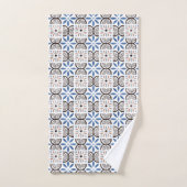 Blauw Bloemen Marokkaanse Tegel Patroon Bad Handdoek (Handdoek)