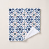 Blauw Bloemen Marokkaanse Tegel Patroon Bad Handdoek (Wasdoekje)