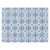 Blauw Bloemen Marokkaanse Tegel Patroon Tafelkleed (Voorkant (Horizontaal))