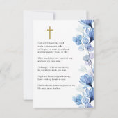 Blauw Bloemen Memorial begrafenis gebed foto kaart (Achterkant)