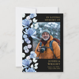 Blauw Bloemen Memorial begrafenis gebed foto kaart