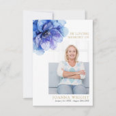 Blauw Bloemen Memorial begrafenis gebed foto kaart (Voorkant)