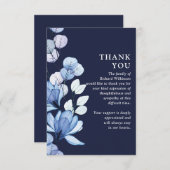 Blauw Bloemen Memorial Viering van het leven begra Bedankkaart (Voorkant / Achterkant)