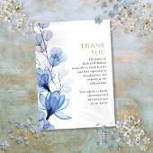 Blauw Bloemen Memorial Viering van het leven begra Bedankkaart