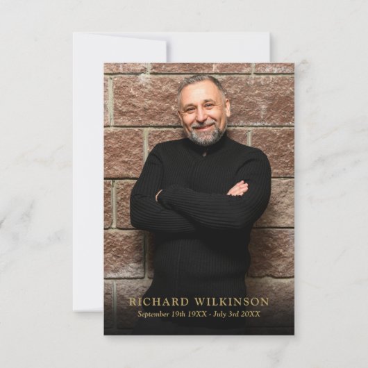 Blauw Bloemen Memorial Viering van het Leven Foto Bedankkaart (Achterkant)