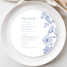 Blauw Bloemen Menu Kaart