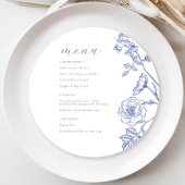Blauw Bloemen Menu Kaart