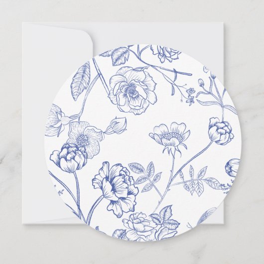 Blauw Bloemen Menu Kaart (Achterkant)