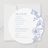 Blauw Bloemen Menu Kaart (Voorkant)