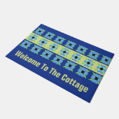 Blauw Bloemen Met Limoen Deurmat (Schuin)