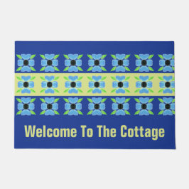 Blauw Bloemen Met Limoen Deurmat