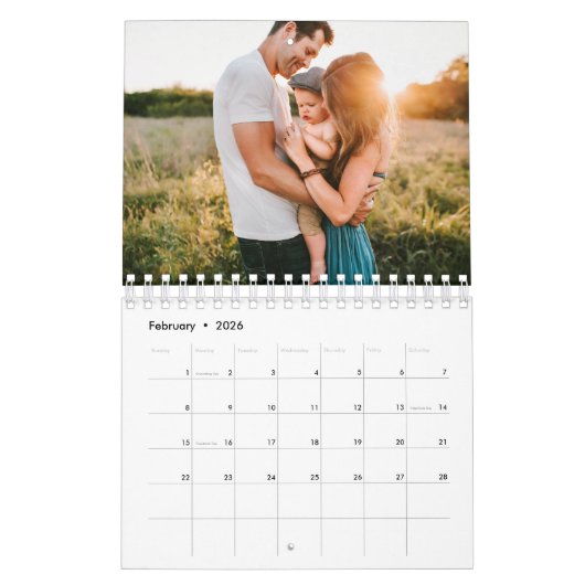 Blauw Bloemen Moderne Aangepaste Foto 2024 Kalende Kalender (Feb 2026)