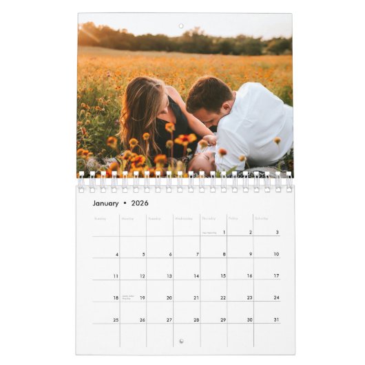 Blauw Bloemen Moderne Aangepaste Foto 2024 Kalende Kalender (Jan 2026)