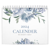 Blauw Bloemen Moderne Aangepaste Foto 2024 Kalende Kalender (Hoes)