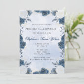 Blauw Bloemen Moederdag Brunch Kaart (Staand voorkant)