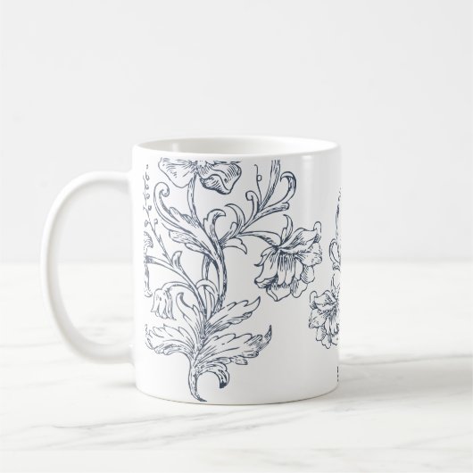 Blauw  Bloemen Mok (Links)