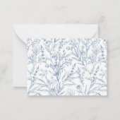 Blauw Bloemen Monogram Koppels Stationery Notitiekaartje (Achterkant)