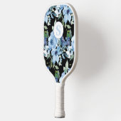 Blauw Bloemen Monogram Pickleball peddel Paddle (Links)