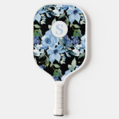Blauw Bloemen Monogram Pickleball peddel Paddle (Achterkant)