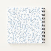 Blauw Bloemen Monogrammed Aangepast Gepersonalisee Notitieboek (Achterkant)