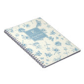 Blauw  Bloemen Monogrammed Gepersonaliseerd Notitieboek (Rechterzijde)