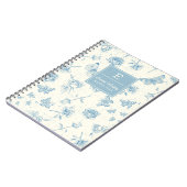 Blauw  Bloemen Monogrammed Gepersonaliseerd Notitieboek (Linkerzijde)