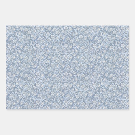Blauw Bloemen Morris Patterns met Flowers Inpakpapier Vel (Voorkant 3)