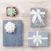 Blauw Bloemen Morris Patterns met  Flowers Inpakpapier Vel
