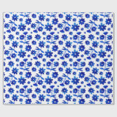 Blauw Bloemen Naadloos Patroon Verpakkend Document Cadeaupapier (Vlak)