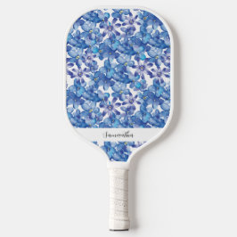 Blauw Bloemen Naam Pickleball Paddle