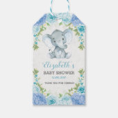  Blauw Bloemen Oerwoud Olifant Baby shower Cadeaulabel (Voorkant)