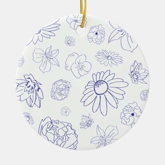 Blauw Bloemen Ornament (Voorkant)