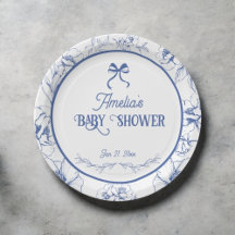 Blauw Bloemen Ornament  Classic Baby shower P
