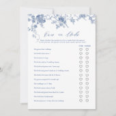 Blauw Bloemen Over of Onder Vrijgezellenfeest Game Kaart (Voorkant)