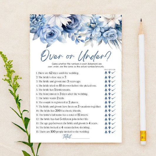 Blauw Bloemen Over of Onder Vrijgezellenfeest Spel Briefpapier