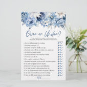 Blauw Bloemen Over of Onder Vrijgezellenfeest Spel Briefpapier (Staand voorkant)