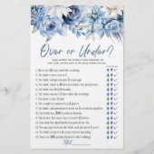 Blauw Bloemen Over of Onder Vrijgezellenfeest Spel Briefpapier (Voorkant)