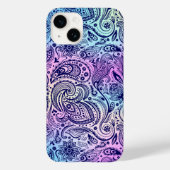 Blauw Bloemen Paisley over iriserende achtergrond Case-Mate iPhone Case (Achterkant)