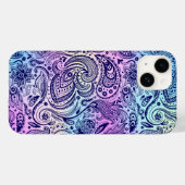 Blauw Bloemen Paisley over iriserende achtergrond Case-Mate iPhone Case (Achterkant (horizontaal))