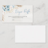 Blauw Bloemen Pampas Grass Baby shower Luier Raffl Informatiekaartje (Voorkant / Achterkant)