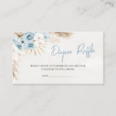 Blauw Bloemen Pampas Grass Baby shower Luier Raffl Informatiekaartje (Voorkant)