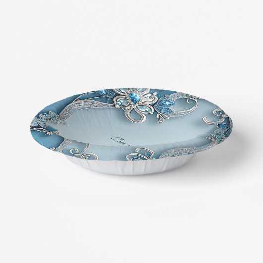 Blauw  Bloemen Papieren Kommen (Gebogen)