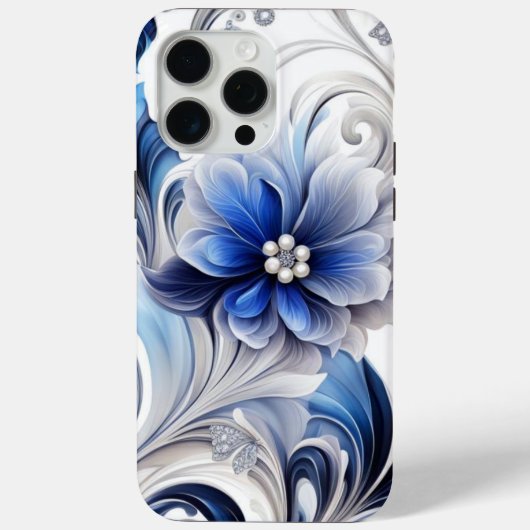 Blauw Bloemen Pastel Zacht Ontwerp Case-Mate iPhone Case (Achterkant)