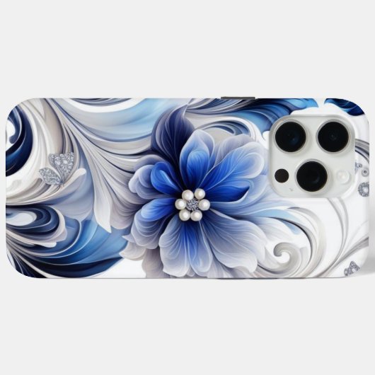 Blauw Bloemen Pastel Zacht Ontwerp Case-Mate iPhone Case (Achterkant (horizontaal))